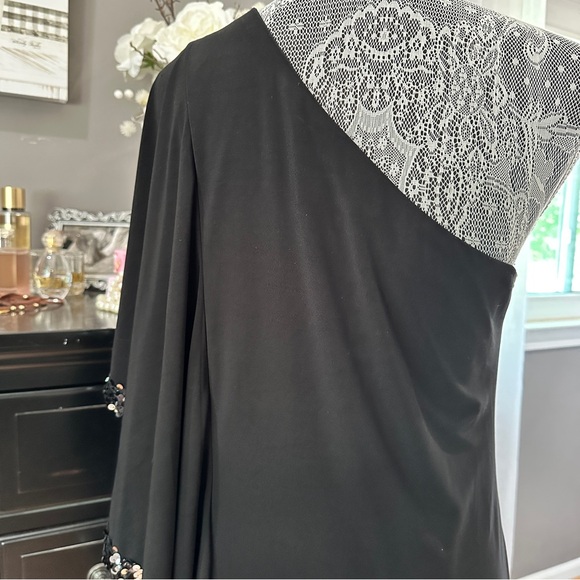 DJ-JAZ Black One-Shoulder Sequin Trim Cocktail Dress Size 10 - Picture 7 of 13